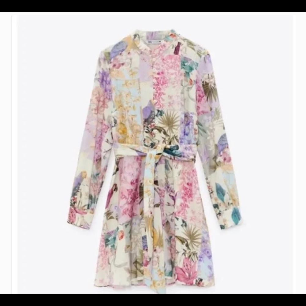 ZARA | Floral Print Linen Blend Dress